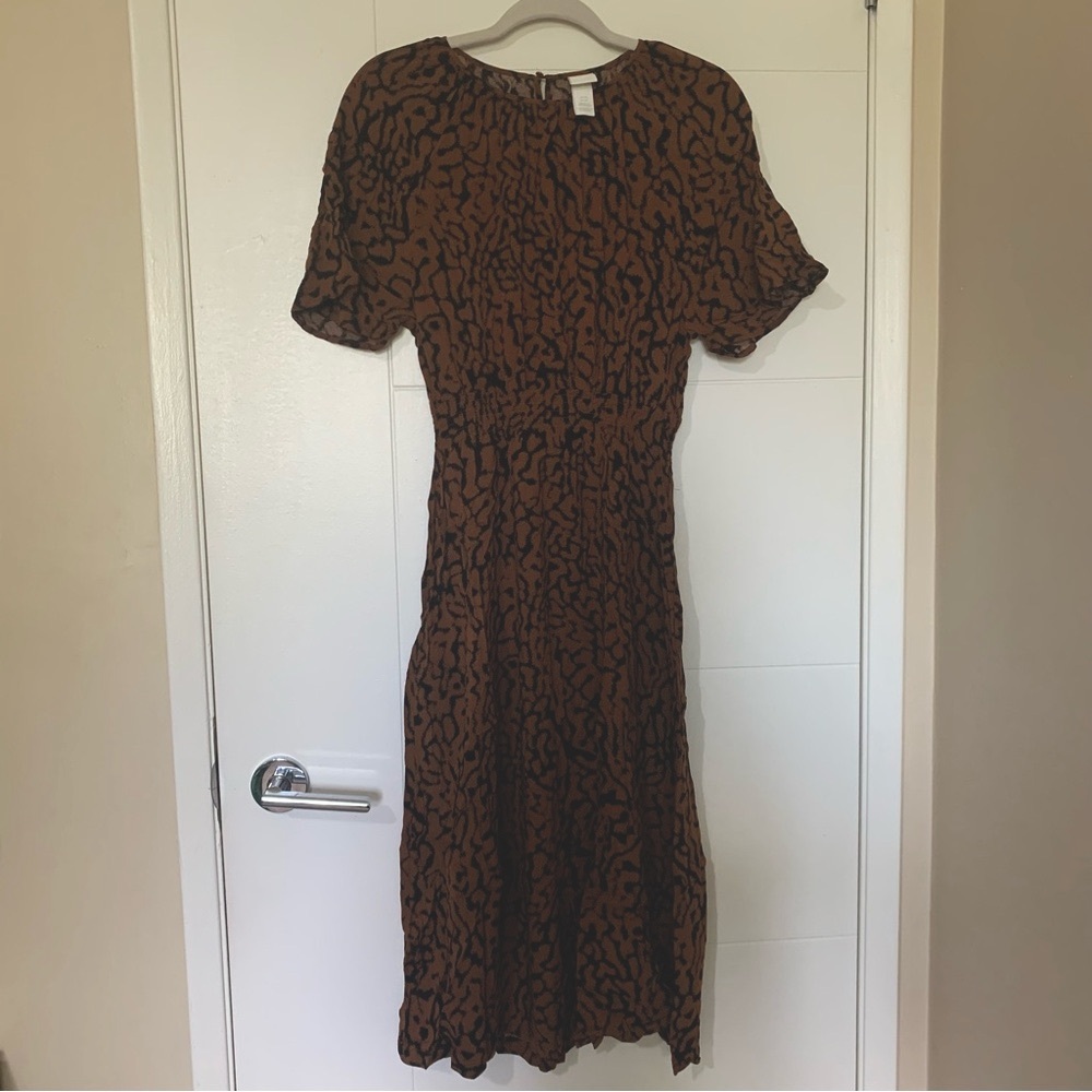 H&M Brown and Black Midi Dress